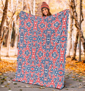 Eiffel Tower Pattern Print Design 02 Premium Blanket