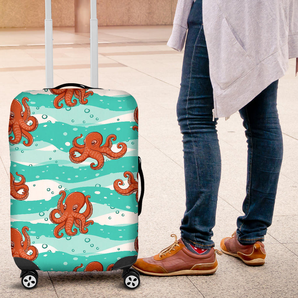 Octopuses Sea Wave Background Luggage Covers