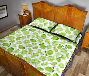 Lime design pattern Quilt Bed Set