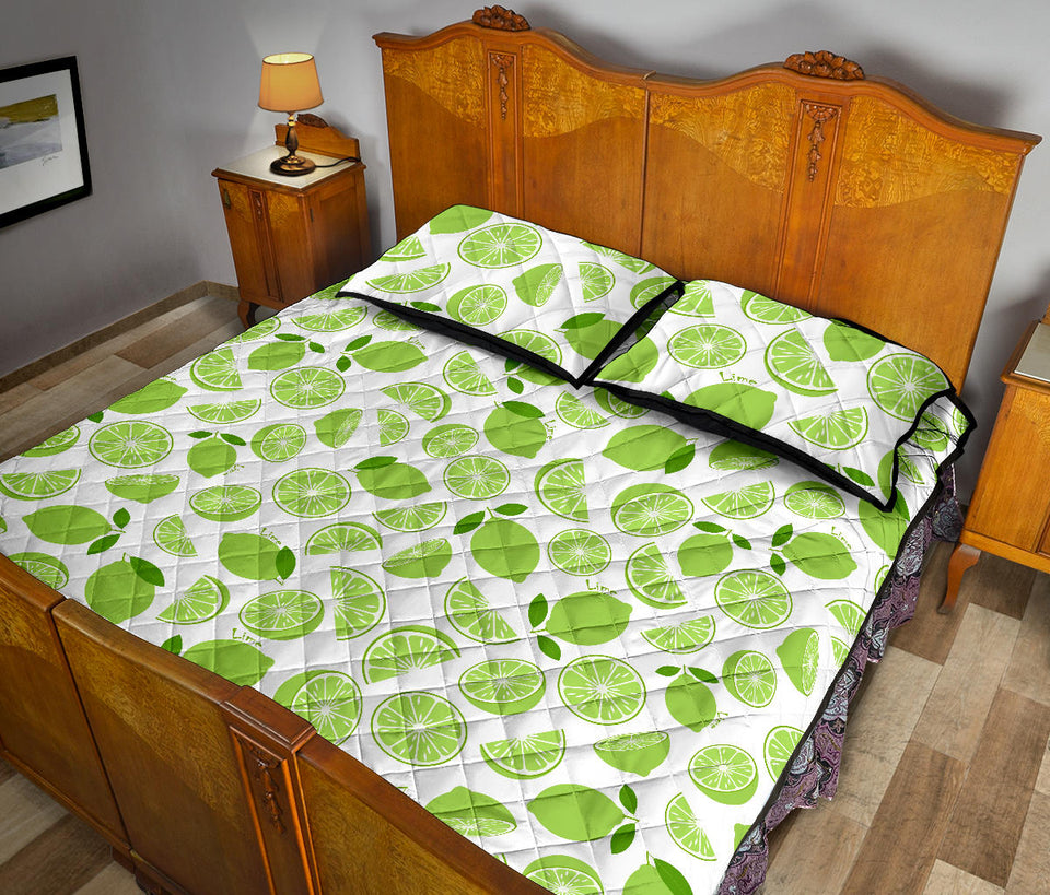 Lime design pattern Quilt Bed Set