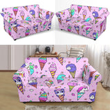 Cute Ice Cream Cone Animal Pattern Loveseat Couch Slipcover