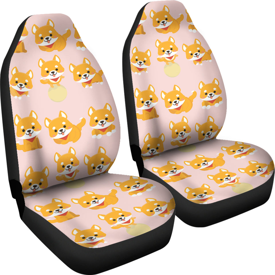 Cute Shiba Inu Dog Pattern   Universal Fit Car Seat Covers