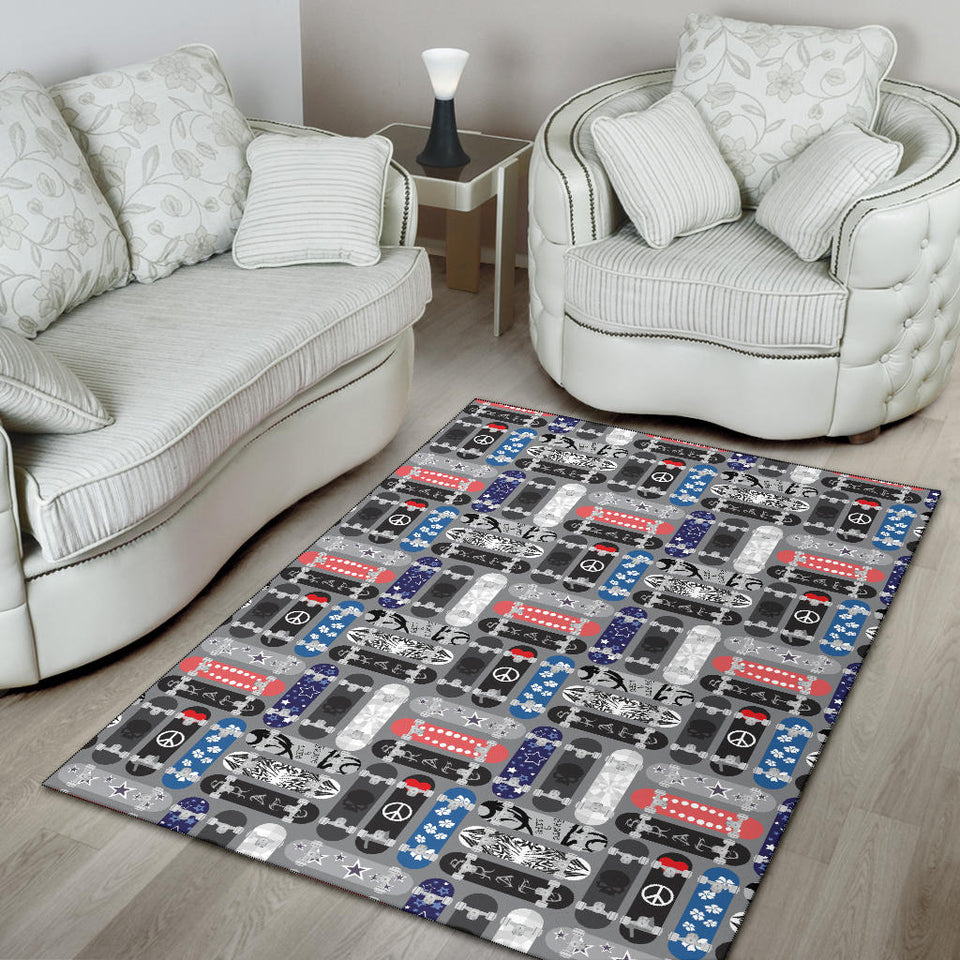 Skate Board Pattern Print Design 04 Area Rug