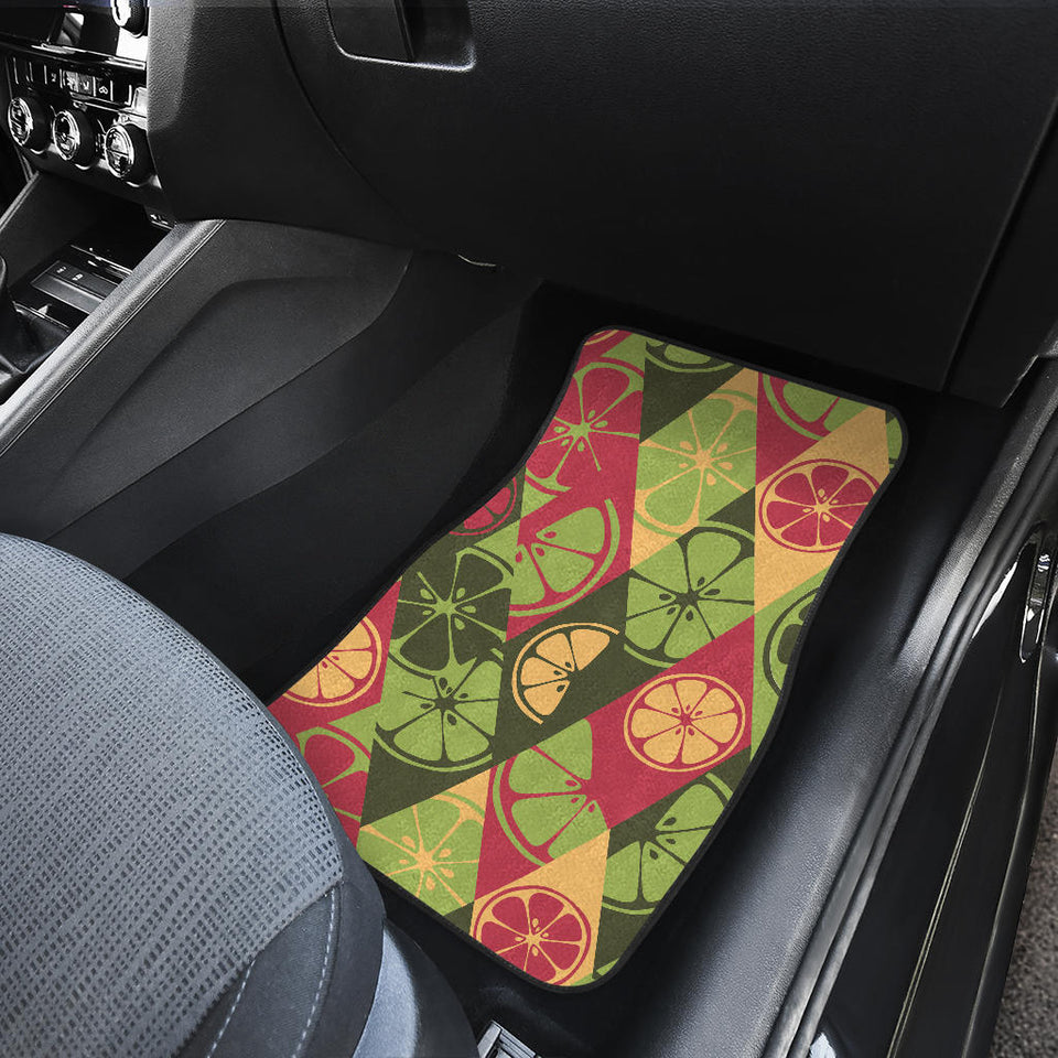 Cool Geometric Lime Pattern Front And Back Car Mats