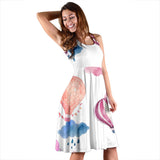 Watercolor Air Balloon Cloud Pattern Sleeveless Midi Dress