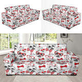 Yorkshire Terrier Pattern Print Design 04  Sofa Slipcover