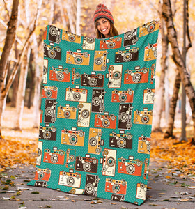 Camera Pattern Print Design 03 Premium Blanket