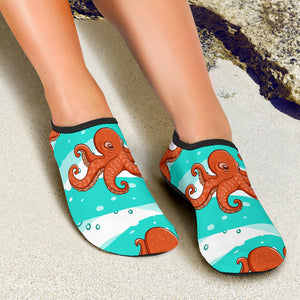 Octopuses Sea Wave Background Aqua Shoes