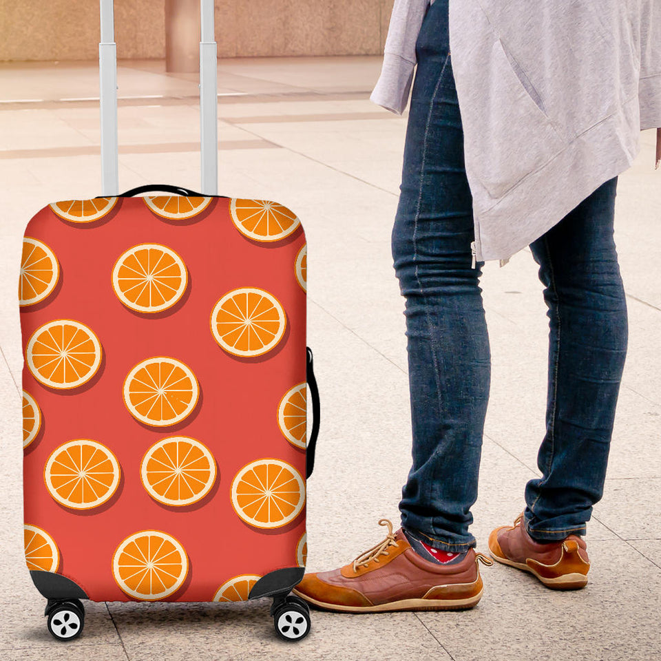 Oranges Pattern Red Background Luggage Covers