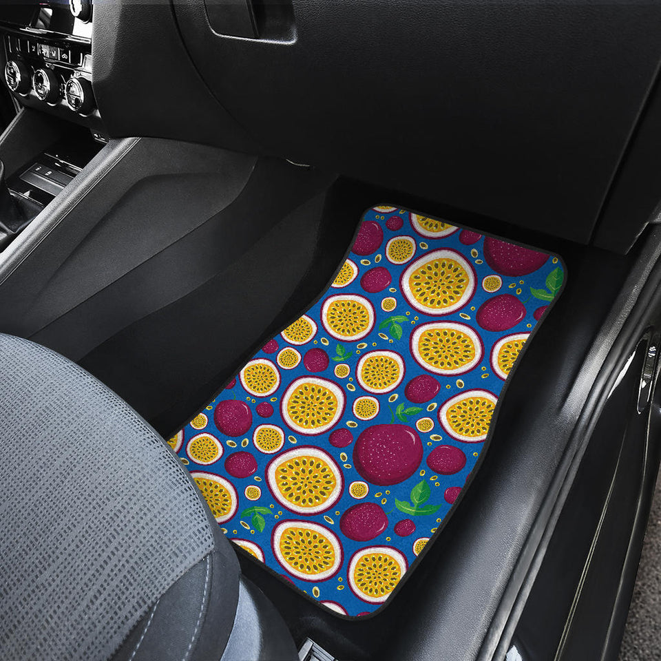 Passion Fruit Blue Background Front And Back Car Mats