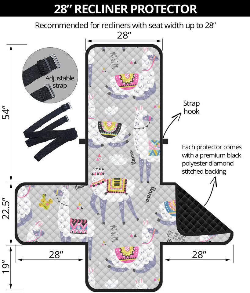 Cute Llama Alpaca pattern Recliner Cover Protector