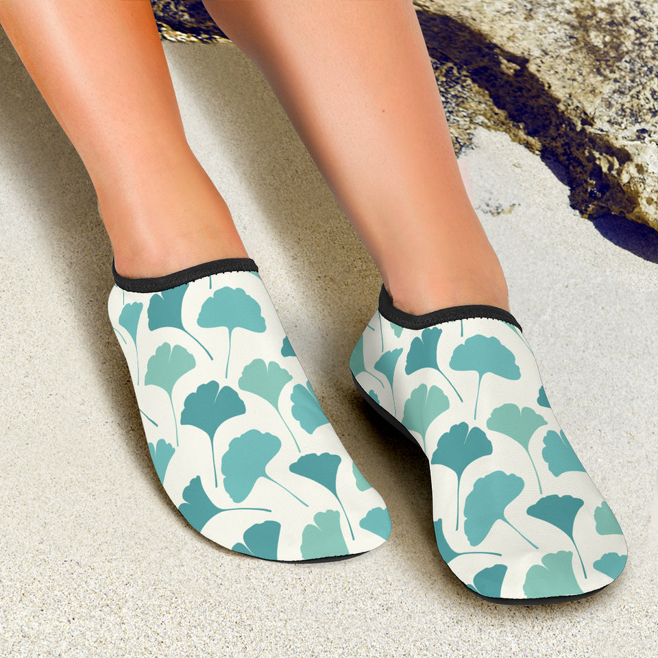 Green Ginkgo Leaves Pattern Aqua Shoes