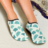 Green Ginkgo Leaves Pattern Aqua Shoes