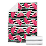 Watercolor Paint Textured Watermelon Pieces Premium Blanket