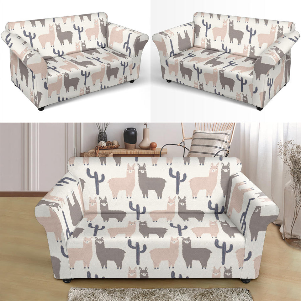 Llama Alpaca Pattern Loveseat Couch Slipcover