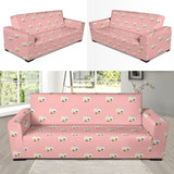 Cute Hamster Cheese Pattern Pink Background Sofa Slipcover