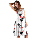 Cool Rooster Chicken Cock Floral Ornament Background Sleeveless Midi Dress