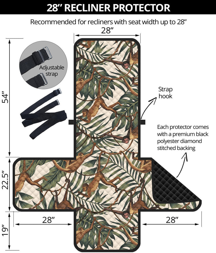 Monkey tropical leaves background Recliner Cover Protector