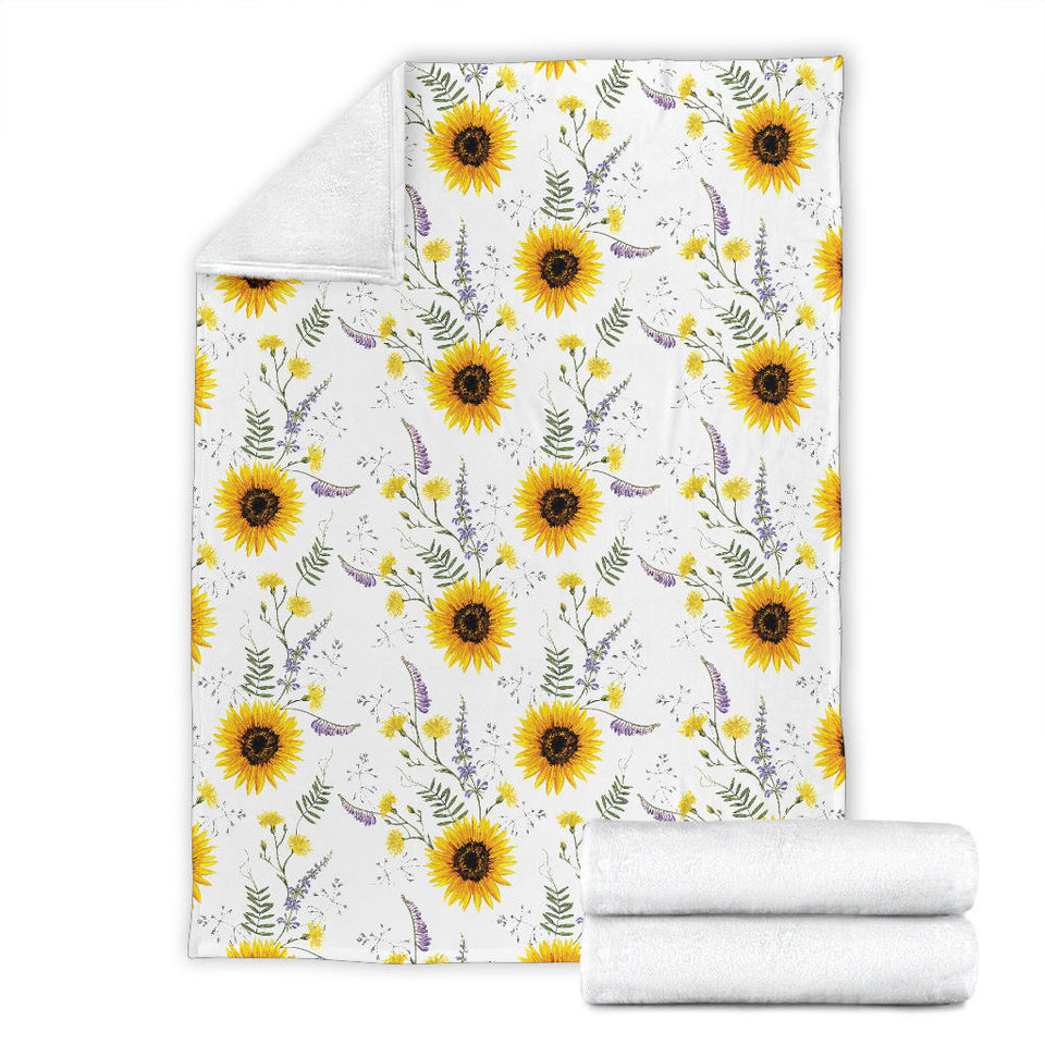 Beautiful Sunflowers Pattern Premium Blanket