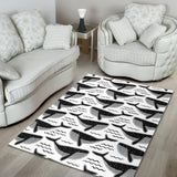 Black Whale Pattern Area Rug