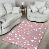 Coral White Heart Pattern Area Rug