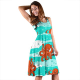 Octopuses Sea Wave Background Sleeveless Midi Dress
