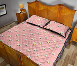 Cute hamster cheese pattern pink background Quilt Bed Set