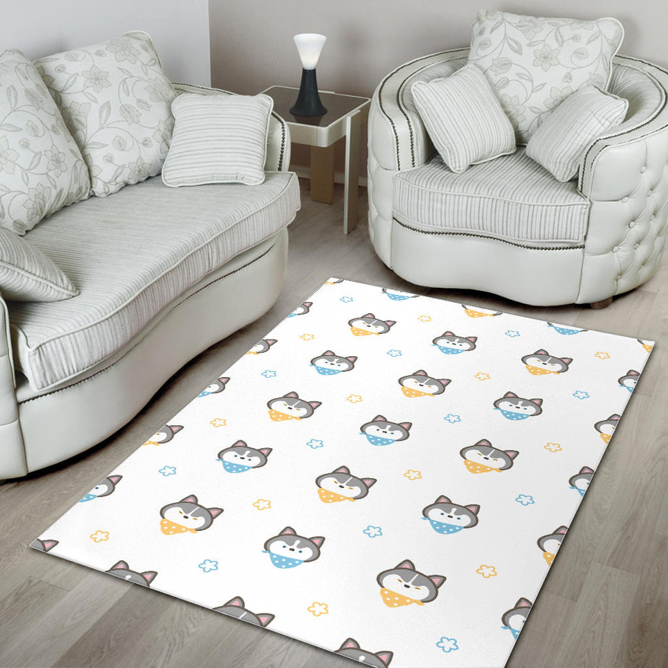 Cute Siberian Husky Pattern Area Rug