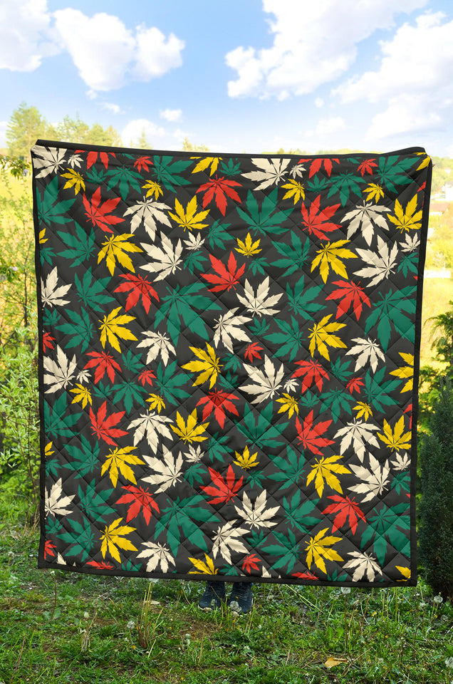 Canabis Marijuana Weed Pattern Print Design 02 Premium Quilt