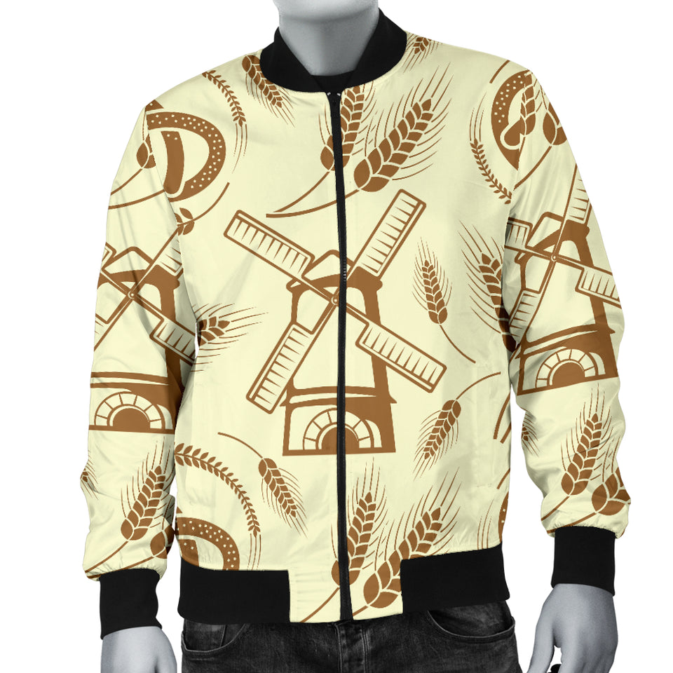 Windmill Wheat Pattern Men'S Bomber Jacket