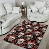 Red Snake Skull Pattern Area Rug