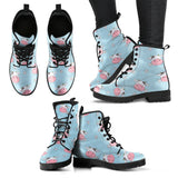 Cute Cow Flower Pattern Leather Boots
