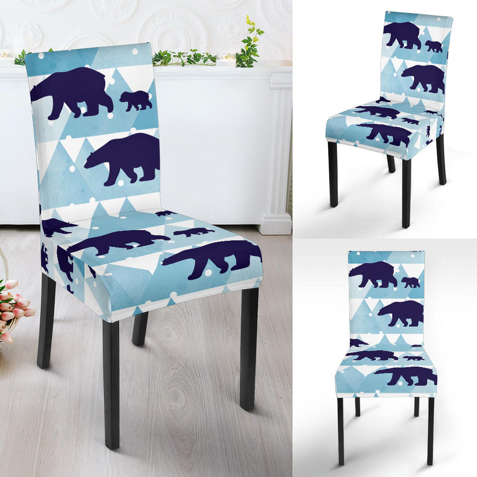 Polar Bear Winter Snow Pattern Dining Chair Slipcover