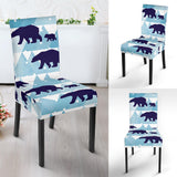 Polar Bear Winter Snow Pattern Dining Chair Slipcover