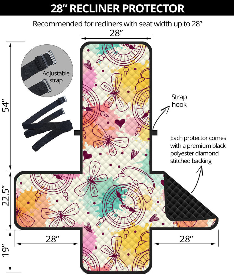 Clock butterfly pattern Recliner Cover Protector