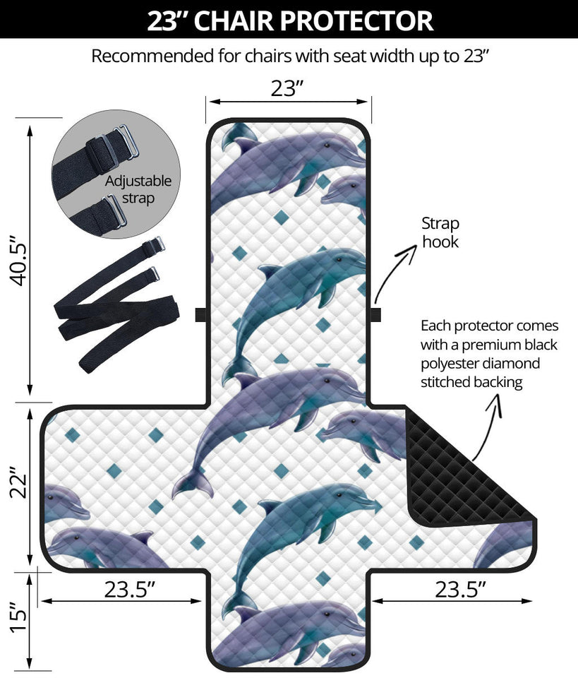 Dolphins pattern dotted background Chair Cover Protector