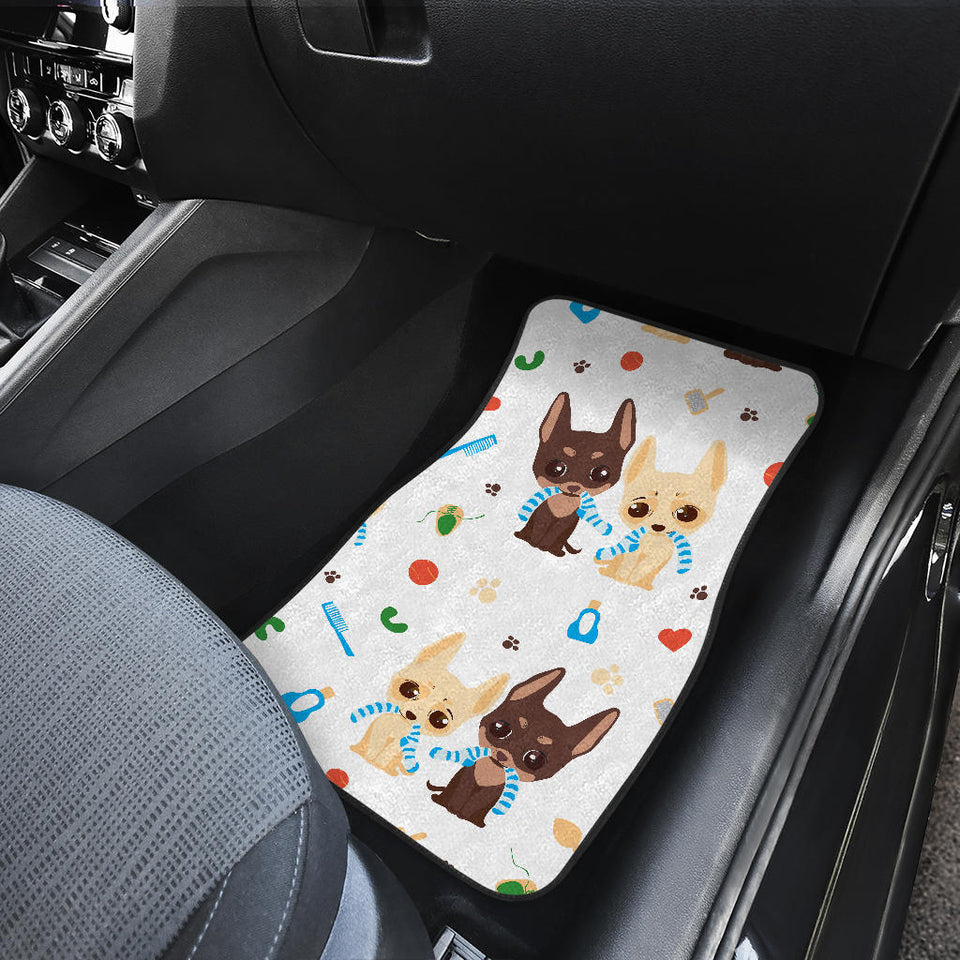 Cute Chihuahua Dog Pattern Front And Back Car Mats