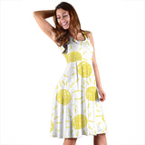 Hand Drawn Sun Pattern Sleeveless Midi Dress