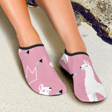 Llama Alpaca Pink Background Aqua Shoes