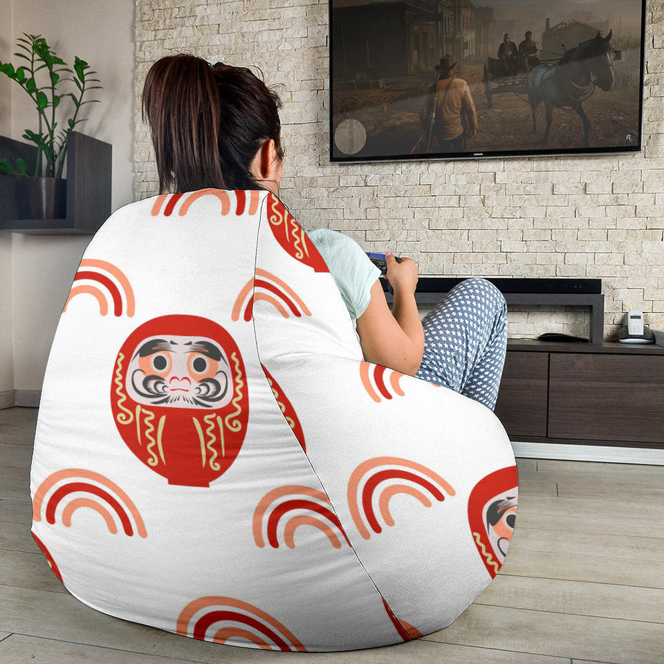 Daruma Japanese Wooden Doll Design Pattern Bean Bag Cover