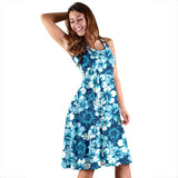Hibiscus Pattern Print Design 03 Sleeveless Midi Dress