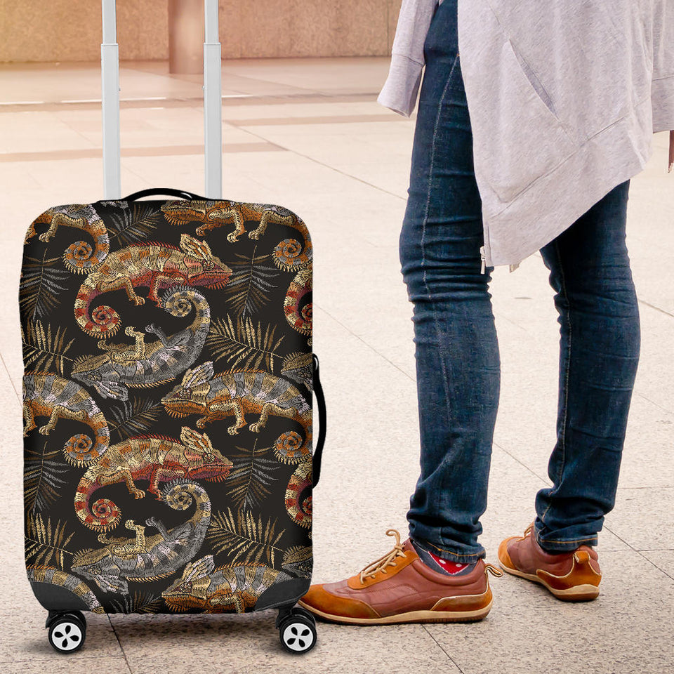 Chameleon Lizard Tropical Leaves Palm Tree Luggage Covers