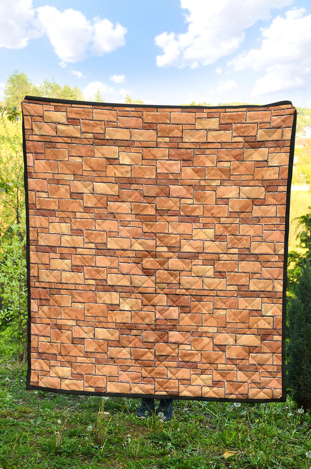 Brick Printed Pattern Print Design 04 Premium Quilt