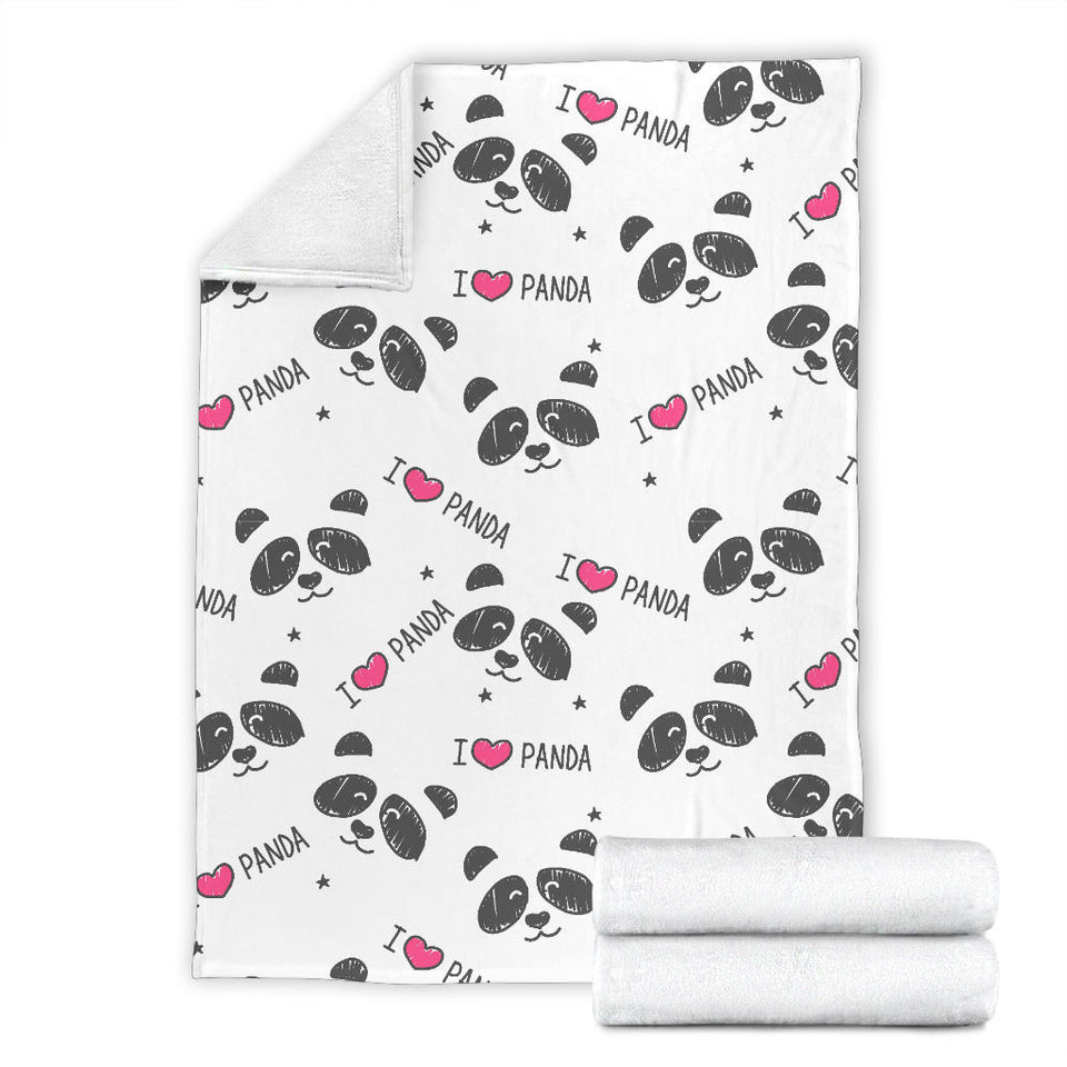 Hand Drawn Faces Of Pandas Pattern Premium Blanket