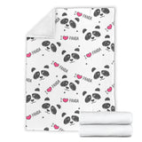 Hand Drawn Faces Of Pandas Pattern Premium Blanket