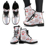 Daruma Japanese Wooden Doll Cherry Blossom Flower Pattern Leather Boots