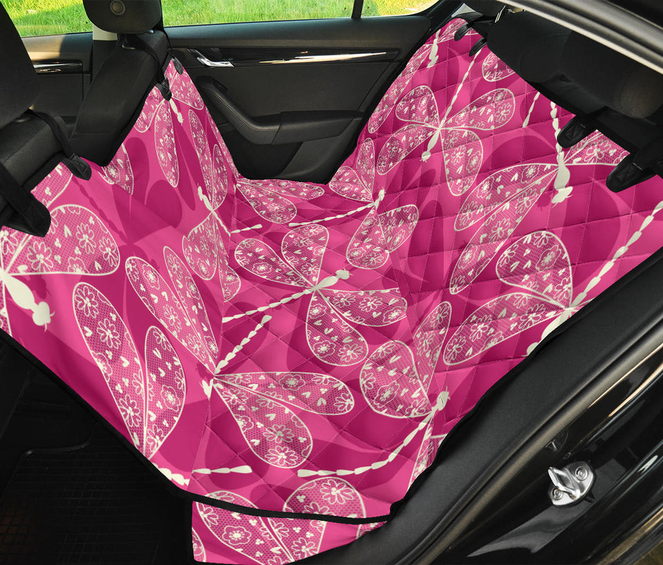 Beautiful Dragonfly Pink Background Dog Car Seat Covers