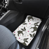 Boston Terrier Dog Hearts Vector Pattern Front And Back Car Mats