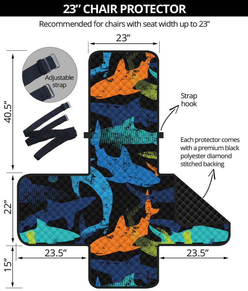 Colorful shark Chair Cover Protector