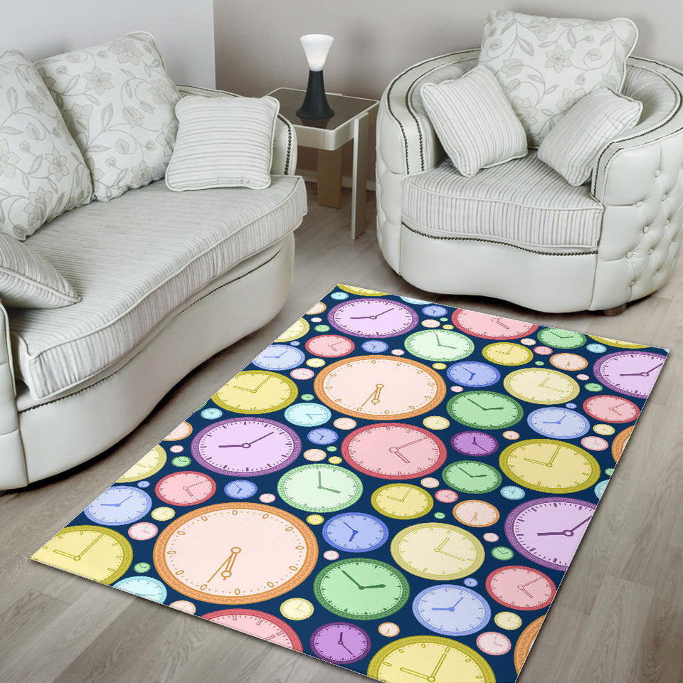 Colorful Clock Background Area Rug